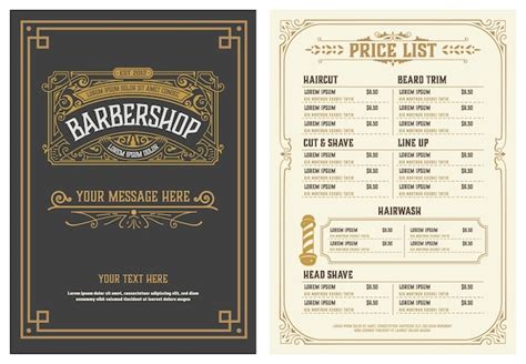 Barbershop Preisliste Flyer Premium Vektor