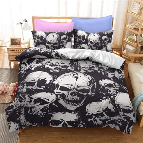 Skull Bedding Skullflow White Bed Set Black White Bedding White