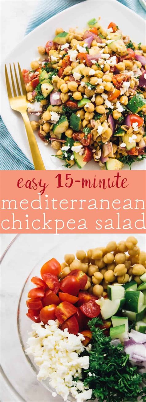 15 Minute Mediterranean Chickpea Salad Meal Prep Friendly Jessica In The Kitchen