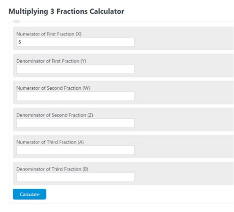 Multiplying 4 Fractions Calculator