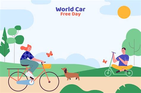 Fondo plano para el día mundial sin automóviles Vector Gratis