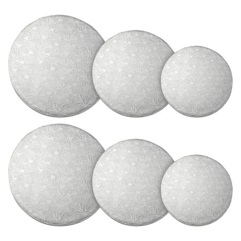 Juvale Set Of 6 Silver Cake Drums 8 10 And 12 Inch Round Cake Boards