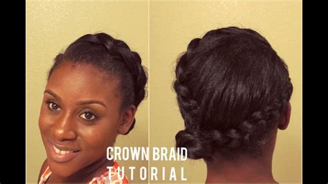 Straightened Natural Hair Crown Braid Tutorial Youtube