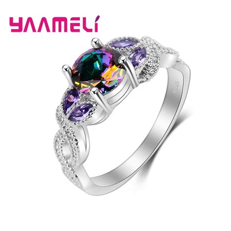 Yaameli Anillo De Piedra Cz Para Mujer Joyer A Atractiva Regalos De