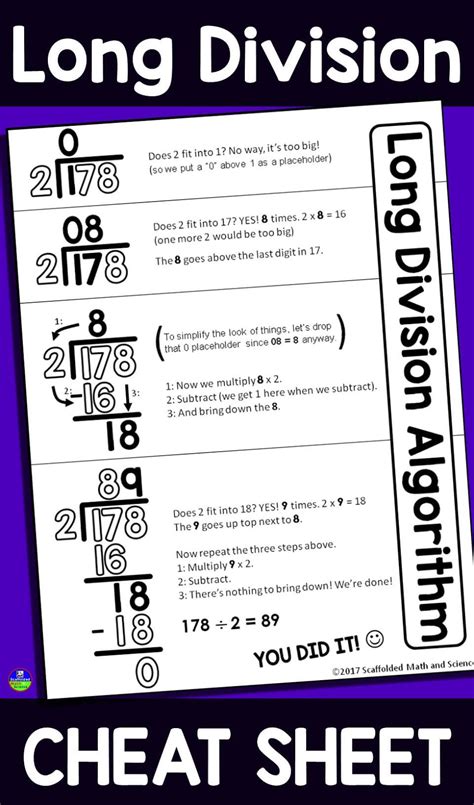 Long Division Steps Printable Pdf