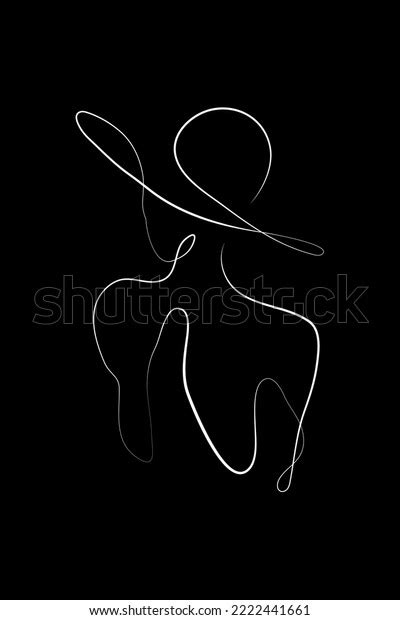 Nude Woman Face Abstract Silhouette Continuous Stock Vector Royalty