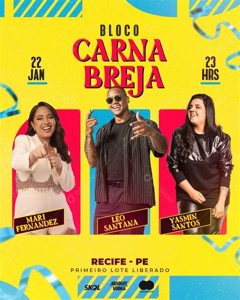 Bloco Carna Breja Mari Fernandez L O Santana Yasmin Santos Flyer