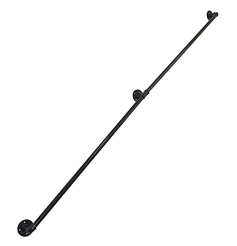 Diyhd Ft Stair Black Pipe Handrail With Wall Mount Supports Rustic