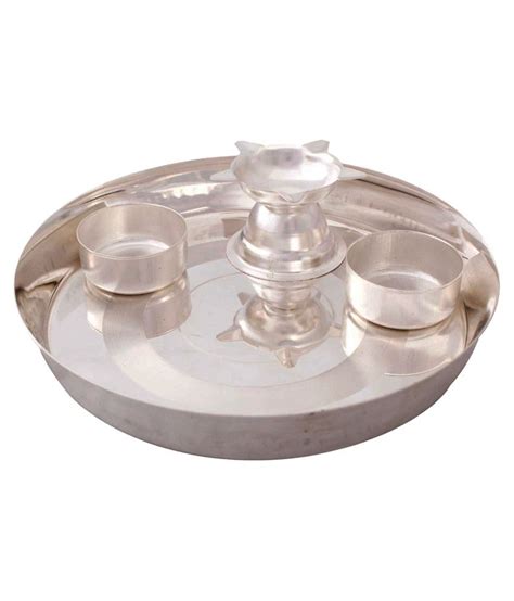 Halowishes Silver Plated Pooja Plate 4 Pcs Buy Halowishes Silver