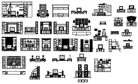 D Elevation Design Of Tv Unit Dwg File Cadbull