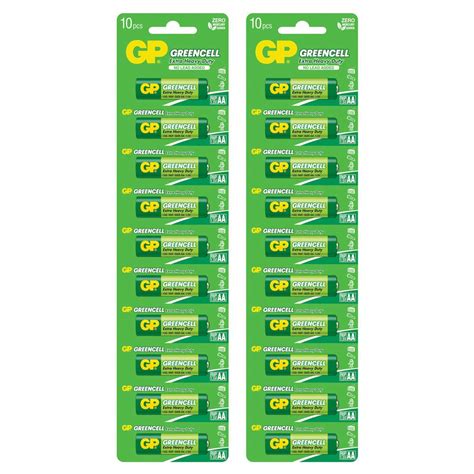 Gp Batteries Extra Heavy Duty Batteries 20 Pcs 2card Greencell Aa