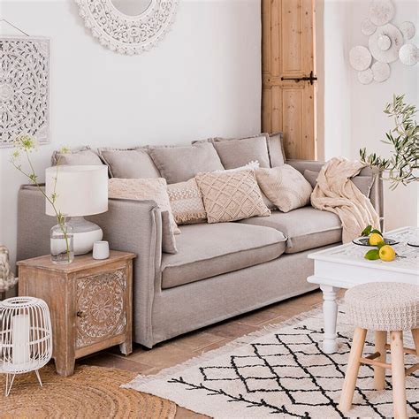 Sofa Beige Cojines Baci Living Room