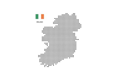 Vector Square Pixel Dotted Map Of Ireland Isolated On White Background