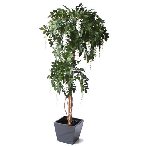 Artificial Wisteria Tree M White With Fibreglass Pot