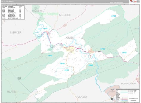 Giles County Va Wall Map Premium Style By Marketmaps Mapsales