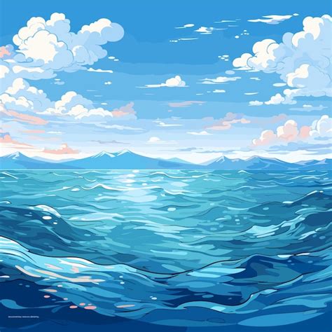 Superfície calma do mar ou oceano ondas pequenas e ilustração