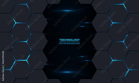 Abstract Technology Hexagon Background With Circuit Electric Lightning