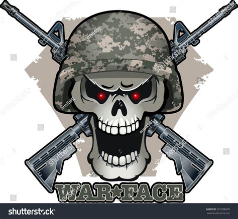 Military Skull Helmet Crossed Assault Rifles Stock Vector Royalty Free