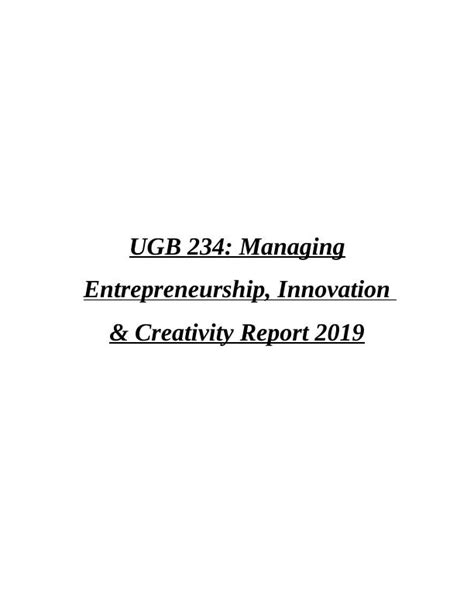 Managing Entrepreneurship Innovation Creativity Report