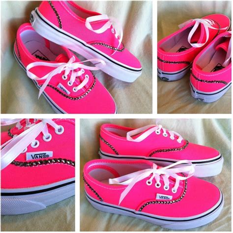 Neon Pink Bling Vans Shoes 75 Found On Polyvore Vans Pink Vans Shoes