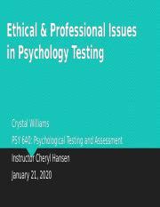 Ethical Professional Issues In Psychology Testing Pptx Ethical