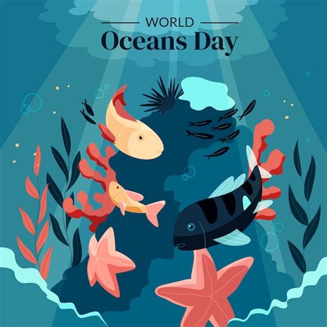 Free Vector Flat Background For World Oceans Day Celebration