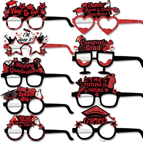 Amazon Howaf Graduation Red Black Party Glasses Pcs Fancy