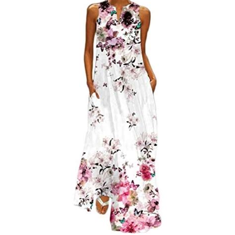 Robe BYOHP longue papillon imprimé fleuri col en V ethnique bohème sans