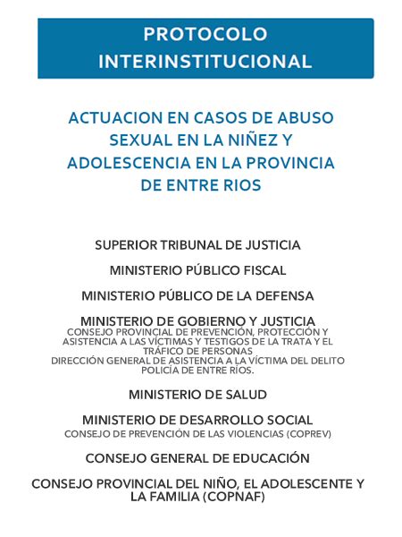 Protocolo Interinstitucional De Actuación En Casos De Abuso Sexual En