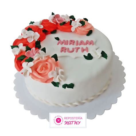 Torta con Flores y Rosas Comestibles para Mujer Repostería Kathy