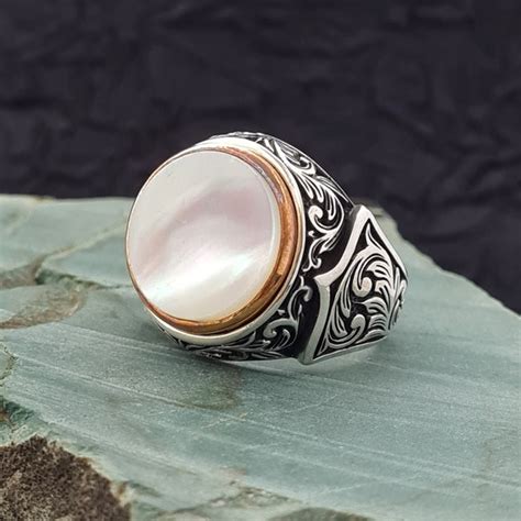 Men S Mother Of Pearl Rings Etsy