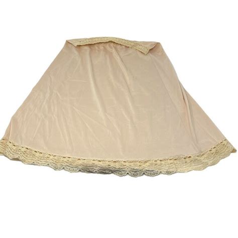 Olga Intimates Sleepwear Vintage Slip Skirt Lingerie Lots Of Lace Silky Blue By Olga Sz M