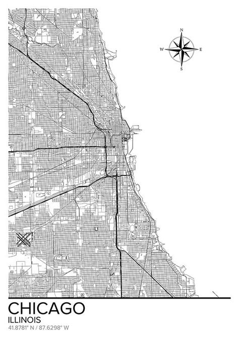 Map Of Chicago Streets With Grid Tony Aigneis