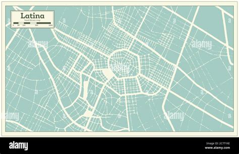 Latina Italia Mapa De La Ciudad En Estilo Retro Mapa De Contorno Ilustración Vectorial Imagen