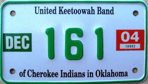 United Keetoowah Band Of Cherokee Indians Motorcycle License Plate A