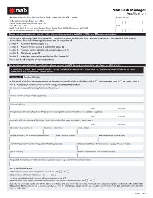 Fillable Online NAB Cash Manager Application Form Fax Email Print