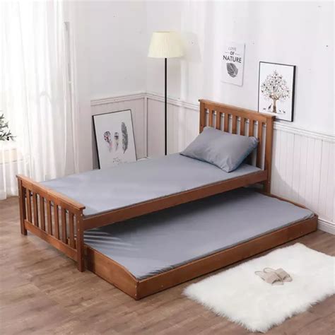 FLORIDA SINGLE PINE 3ft Wooden Bed With Pull Out Trundle Guest Bed