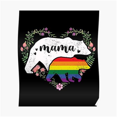 Póster LGBTQ Mamá Oso Arco Iris Mamá Mamá Bandera Gay Igualdad de derechos de ibeargifts