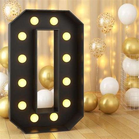 Paeyeq 4FT Marquee Light Up Numbers Black Marquee Numbers 0 Large