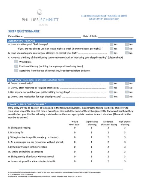 Fillable Online Sleep Questionnaire And Epworth Sleepiness Scale Fax Email Print Pdffiller