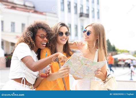 Photo Of Three Girls Enjoying Sightseeing Outdoor Beautiful Female