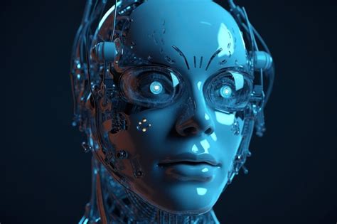 Premium Ai Image Futuristic Cyborg Face With Virtual Display Eyeglasses