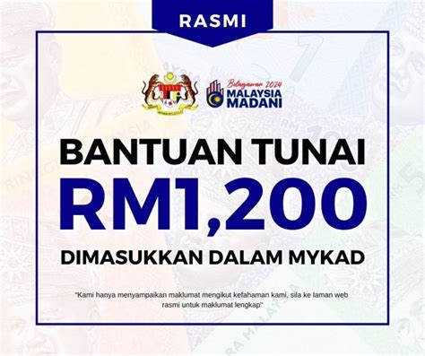 Bantuan RM1 200 Dimasukkan Dalam MyKad Mula Dilaksanakan Bulan Depan