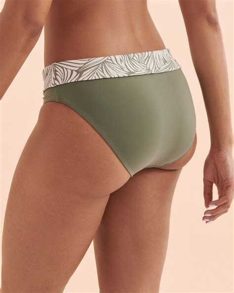 Skye Biomes Foldover Waistband Bikini Bottom Light Green Tropical