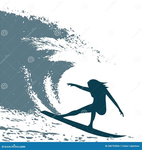 Surfer on the Wave Vector Illustration Stock Vector - Illustration of ...