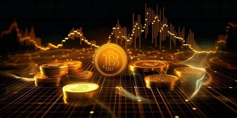 Premium AI Image | Gold coins cryptocurrency and a stock exchange