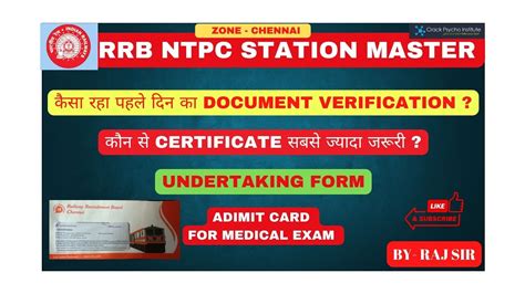 Rrb Chennai Document Verification Medical I Day Step By Step