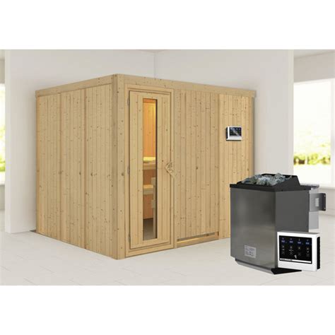 KARIBU Sauna Jöhvi inkl 9 kW Bio Kombi Saunaofen mit externer