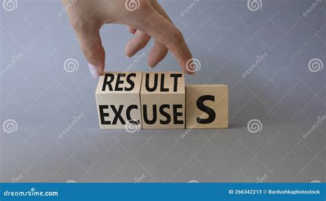 Results Excuses Symbol Businessman Hand Turns Cubes And Changes Word