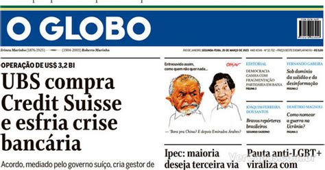 Capa O Globo Segunda De Mar O De